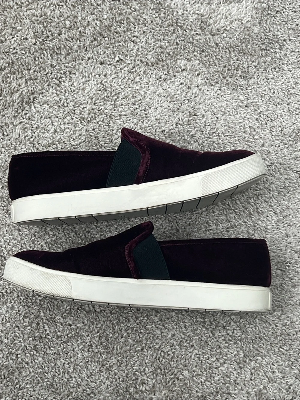 Vince Blair Velvet Slip On Sneakers Burgundy Oxblood Loafer Shoes Womens 7M - Picture 4 of 13